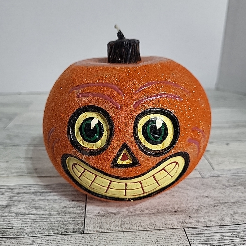 Department 56 Jack O'Lantern Candle Glitter Pumpkin Scary Decoration‎ Halloween